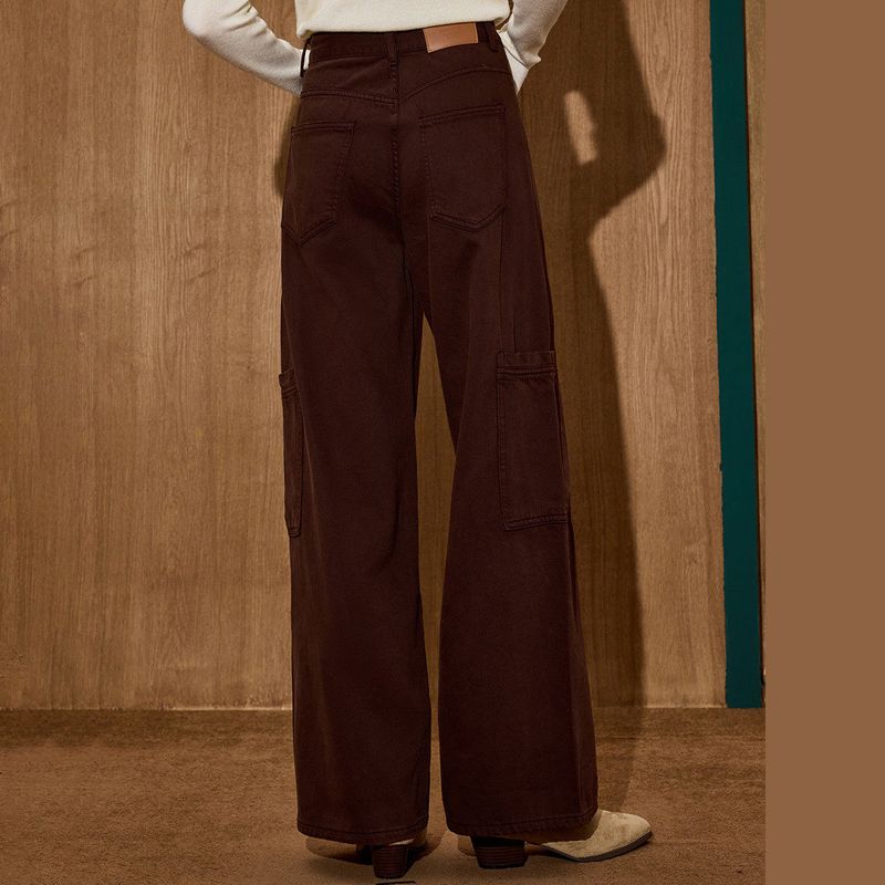 Coolhut Retro High-Waisted Slimming Loose Wide-Leg Cargo Pants Autumn and Winter Women's Jeans Scimitar