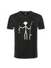 Männliche und weibliche hochwertige Angler-Strichmännchen halten Fischgräten Sommermode lockere Rundhals-Freizeit-Kurzarm-T-Shirts