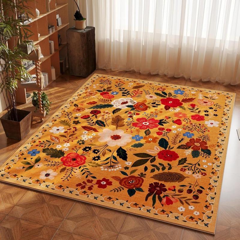 Bohemian Flannel Area Rug Non-Slip Living Room Carpet Vintage Pattern Floor Mat for Cozy Bedroom Home Decor Its Very Beautiful