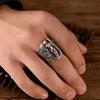 Retro Cross Angel Wings Ring For Men Silver Color Punk Gothic Open Ring Handmade Rock Hiphop Unisex Jewelry Accessories Man Gift
