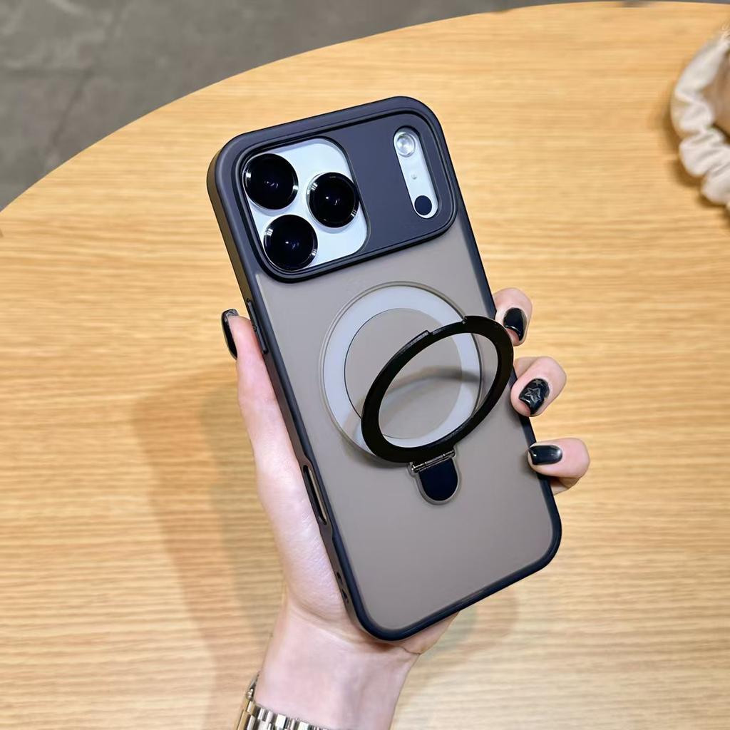 Applicable To IPhone17PROMAX Skin Sensing Stand Mobile Phone Case Matte Magnetic Suction Apple 16 with Lens Film Protection Case