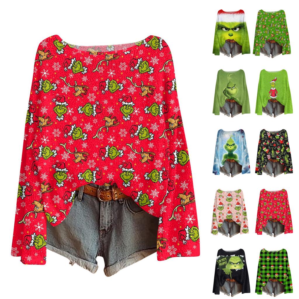 Christmas Sweatshirts For Women Knit Sweater Cute Shirt Fall Crewneck Pullover Tops