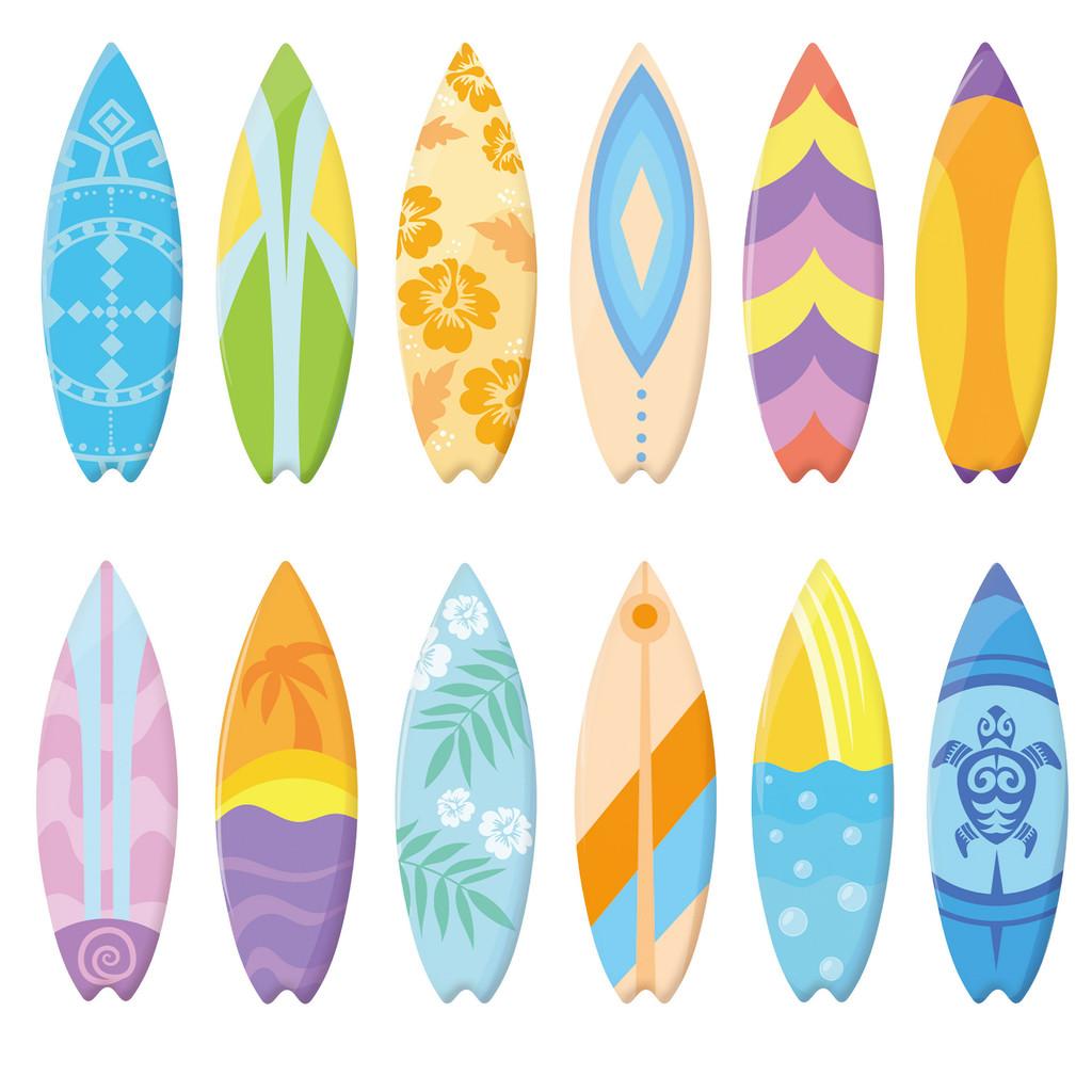 Shape Surfboard Decals Children Party With 60 Paper Stickers Festival Decorate