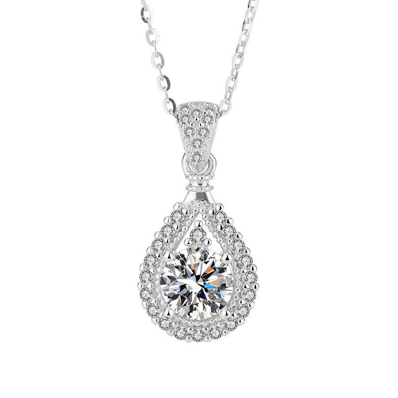 High-End Moissanite Water Drop Pendant Necklace for Women – Elegant, Versatile Gift Jewelry for Girlfriend 925 Sterling Silver