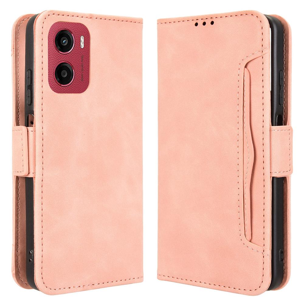 

For Motorola Moto G05 4G/E15 4G Leather Case Phone Wallet Cover with Multiple Card Slots Pink