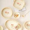 High Beauty Bowl and Dish Set Household Double Ear Bowl Tulip Plate Bowl Household Disk Dining INS Wind Fish Plate Birthday Gift
