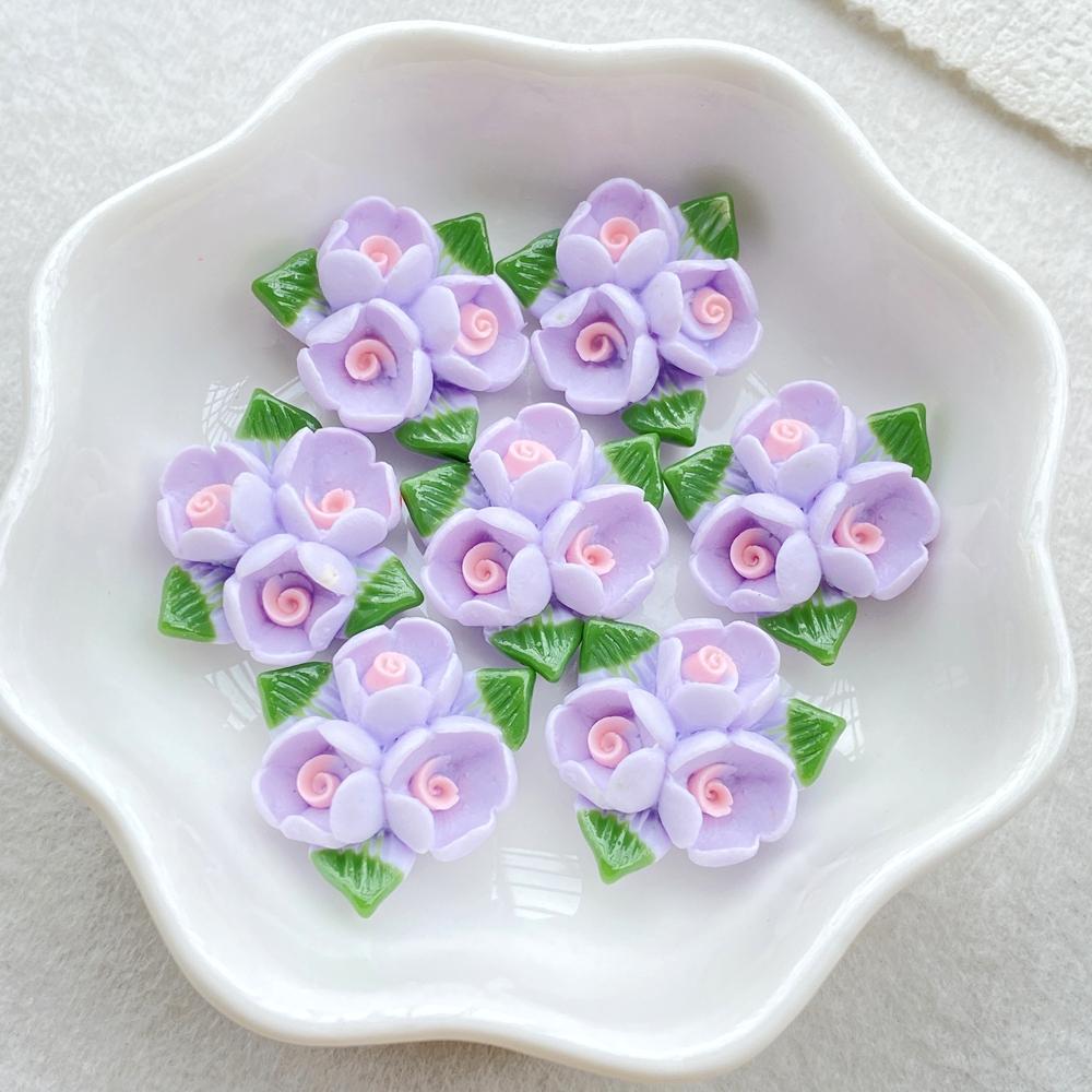 10PCS Vibrant Resin Three Roses For Scrapbooking, Wedding Decor & DIY Jewelry Making Accessories