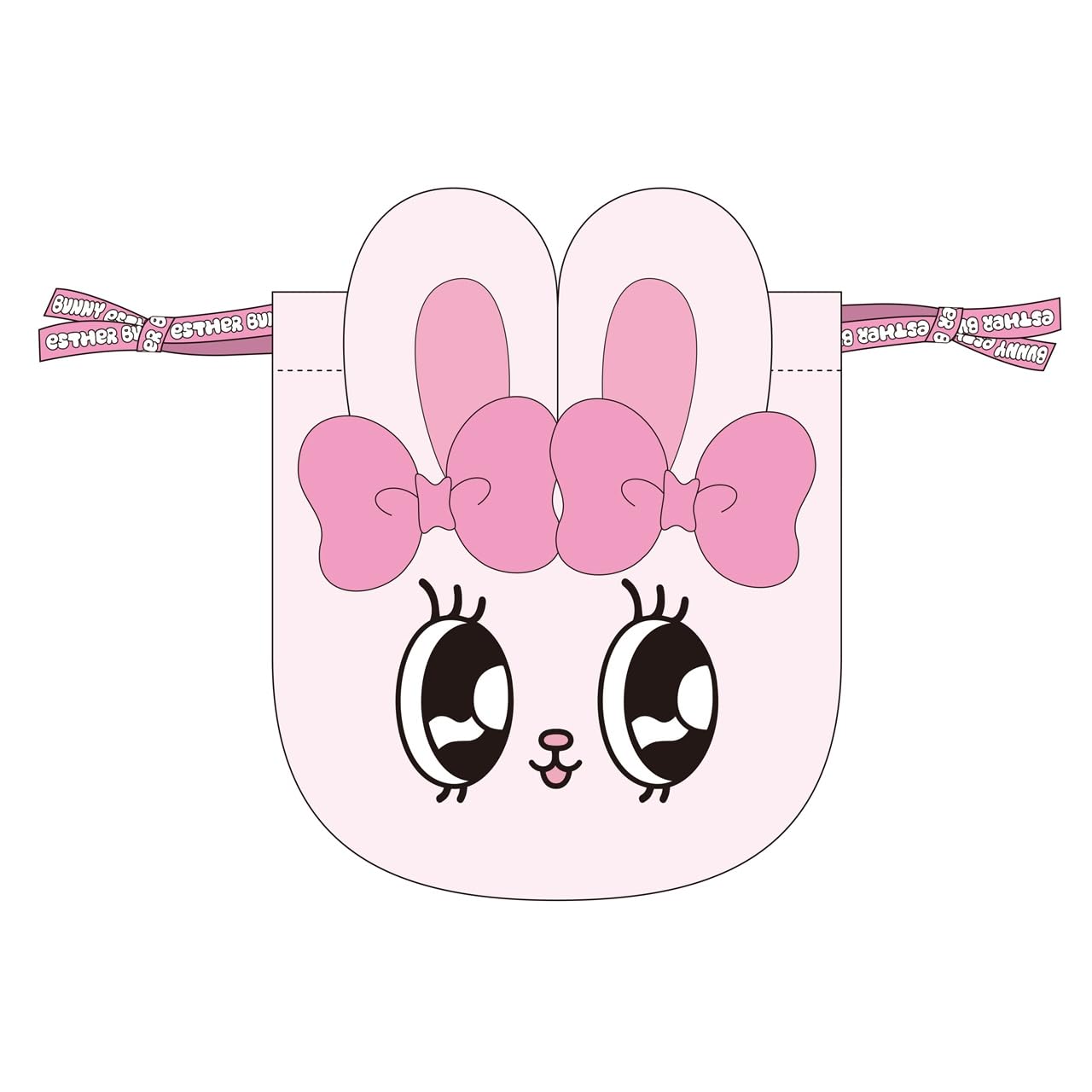 Esther Bunny Logo Line Plush Drawstring Bag Ribbon Bunny