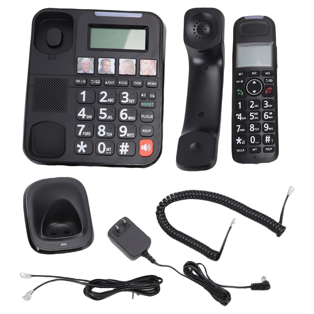Kabelgebundenes Telefon und Schnurloses Mobilteil Heim-Digitaltelefonsystem Vollduplex Freisprechen Rückrufbeleuchtetes Großes Display