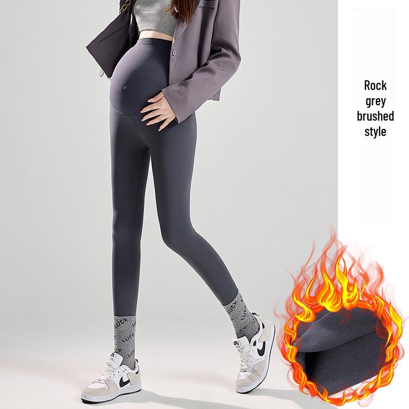 Nahtlose Umstands-Sharkskin-Leggings mit Bauchstütze und Samtfutter für Herbst und Winter