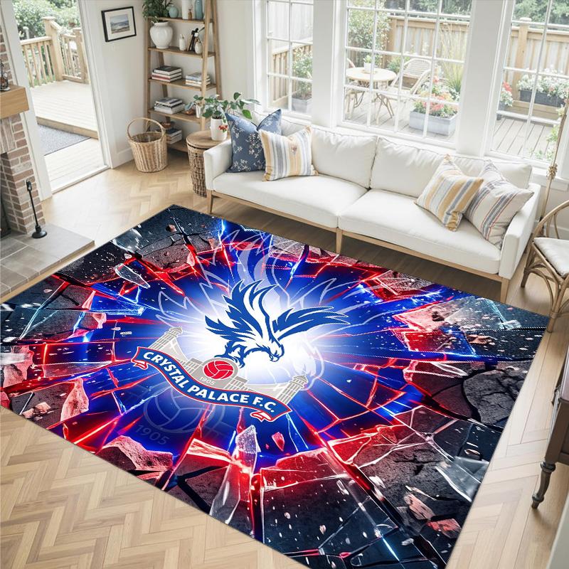 Crystal Palace Football Design Crystal Velvet Carpet Cozy Non?Slip Printed Rug For Bedroom Living Room Entrance