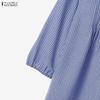 ZANZEA Women 3/4 Sleeve Blouse and Long Skirts Plaid Print Two Piece Suit Sets