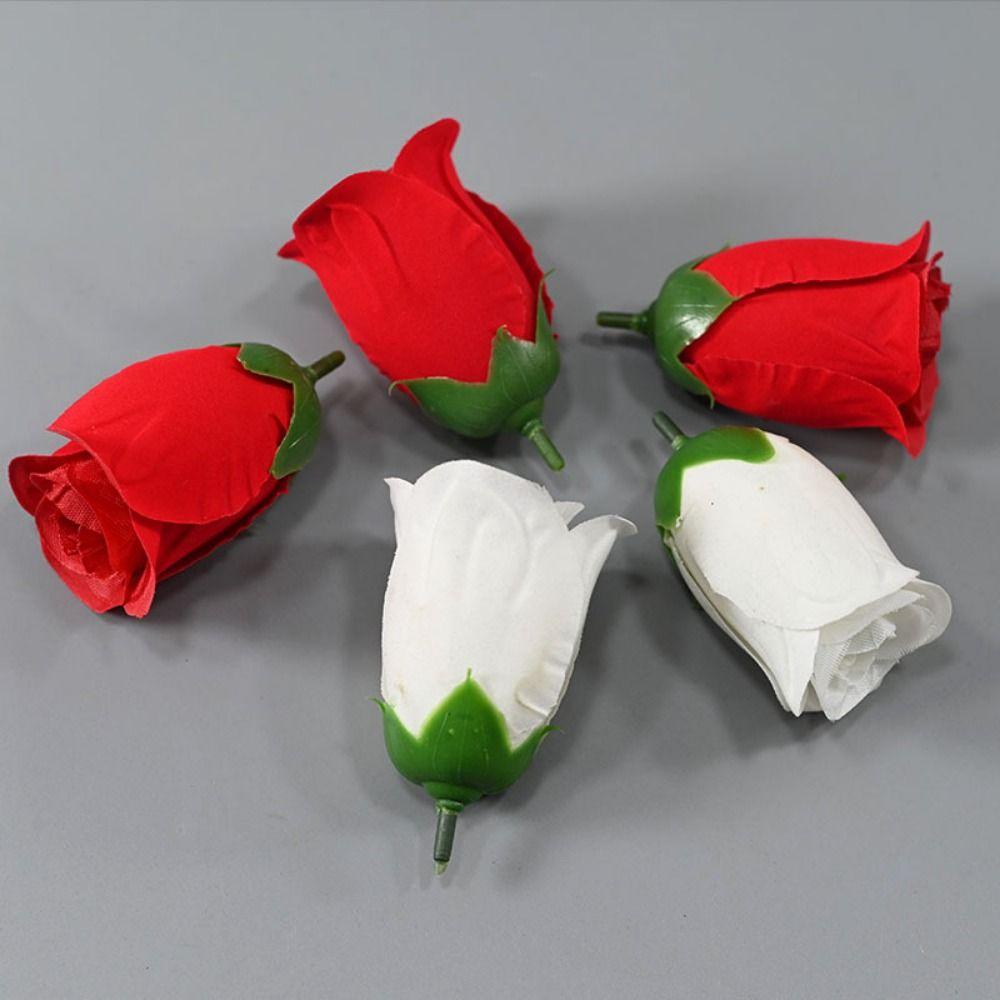 100 ST/påse 3,5*5 cm Konstgjorda Knoppblommor DIY Bröllopsfest Trädgård Rosor Simulerad Krans Heminredning