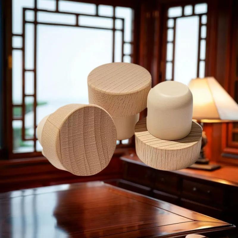 Wine Stopper Accessories, T-Shaped Wooden and Rubber Reusable Bottle Corks for Bar