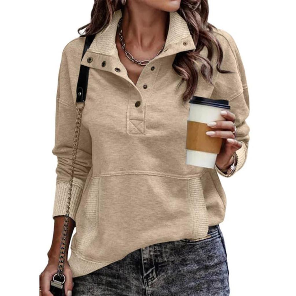 Women's /winter Fashion Long Sleeve Button Street Hoodie In Solid Color