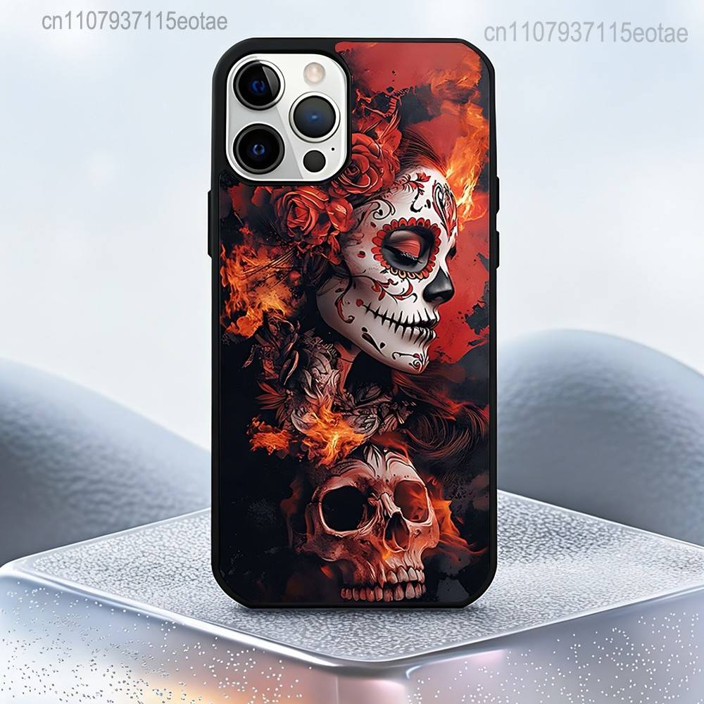 Day of the Dead Mexican Skull GIRL Magnetic Case For IPhone 14 16 17 13 12 11 15 Pro Max Plus For Magsafe Wireless Charge Cover