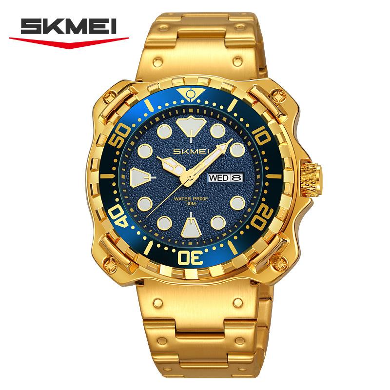 Fashion Man Watch Simple Stainless Steel Band Clock Luminous Waterproof Auto Calendar Quartz Watches for Men