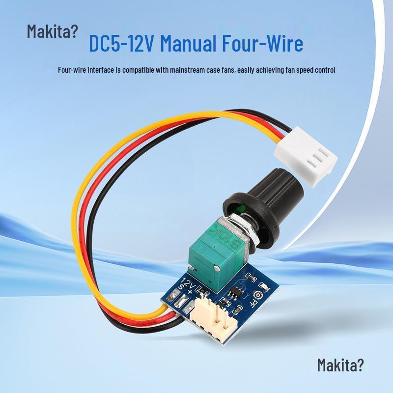 DC5-12V PWM Fan Speed Controller with Noise Reduction & On/Off Switch for 4-Wire Fans