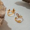 Yori Exquisite Butterfly Adjustable Open Ring 18k Gold Color Plated Metal Texture Fashion Jewelry for Women Gala Gift