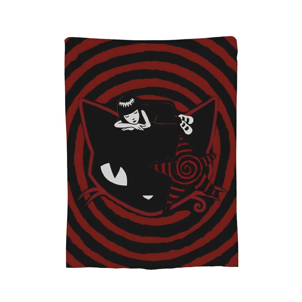 Cartoon E-Emily the Strange Fleece Throw Blanket Cats Blanket for Bed Car Super Warm Quilt,