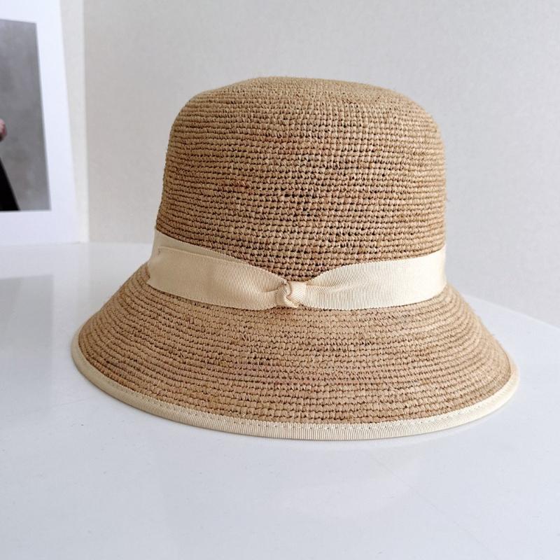 Natural Raffia Hand-woven Sun Hat for Women Summer Sun Protection UV Wide Brim Beach Straw Hat Korean Designer Block Hat