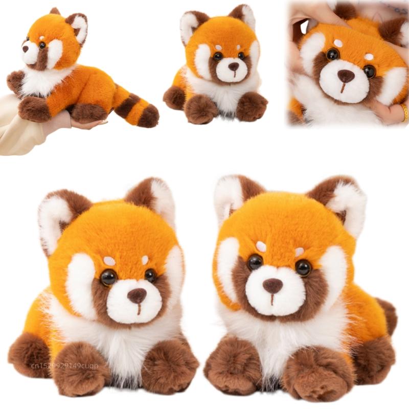 17Cm Cartoon Cute Raccoon Plush Doll Soft Lying Red Panda Animal Stuffed Toy Home Decoration Soothing Gift For Boys And Girls
