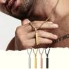 Men Custom Engraving Names Rectangle Bar Necklace, 3D Square Geometric Stainless Steel Pendant Collar Gift Jewelry