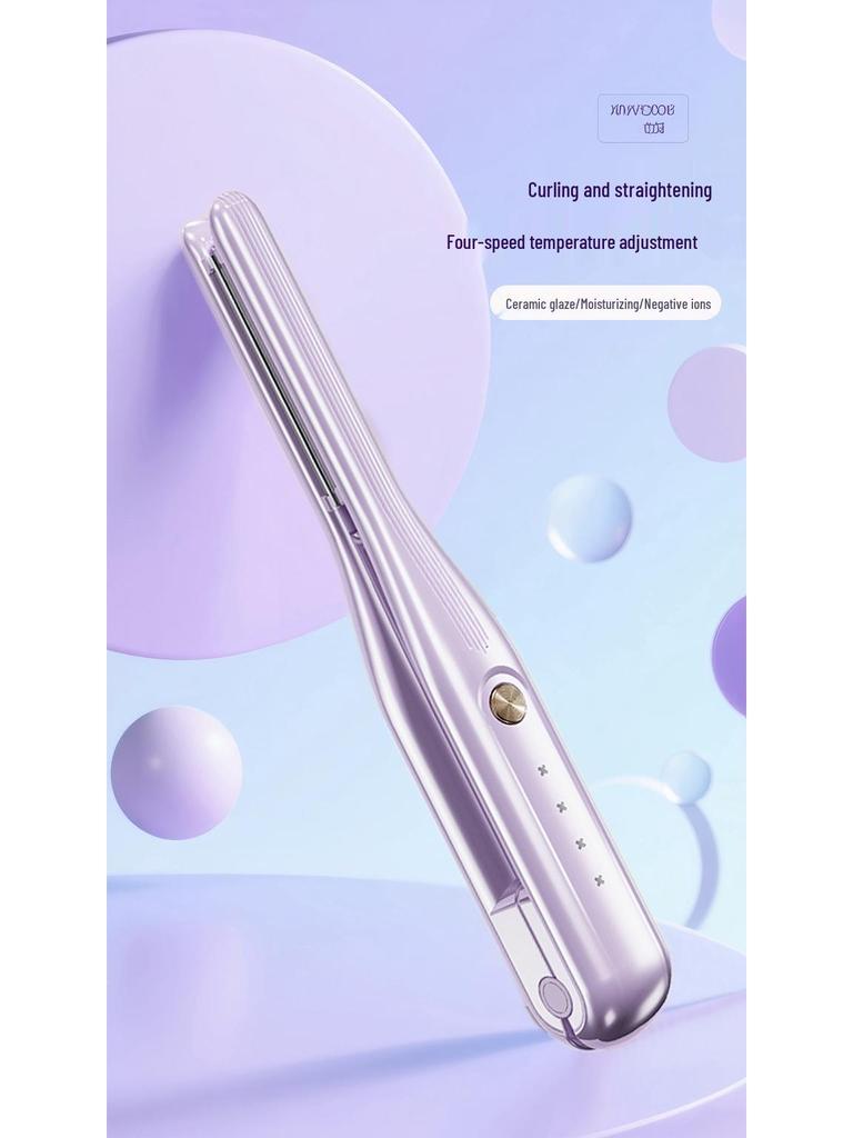 Mini kabelloser 2-in-1 Glätteisen & Lockenstab mit negativen Ionen - Perfekt für Wohnheime & Studenten-Schrägfransen