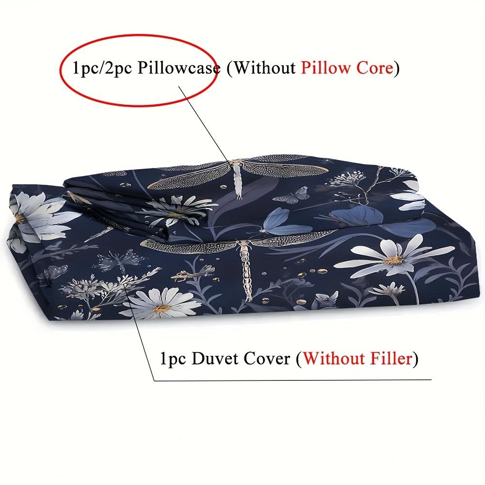 2/3Pcs Dragonfly Floral Pattern Bedding Set (1 Duvet Cover + 1/2 Pillowcases Without Core) Soft And Comfortable Bedding Set