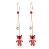 Simple Ruby Geometric Bear Earrings: Cute Diamond-Inlaid Studs, Girlish Niche Jewelry