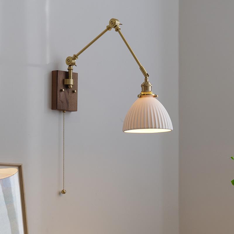 Nordic Minimalist Copper Rotatable Wall Lamp for Bedroom and Living Room