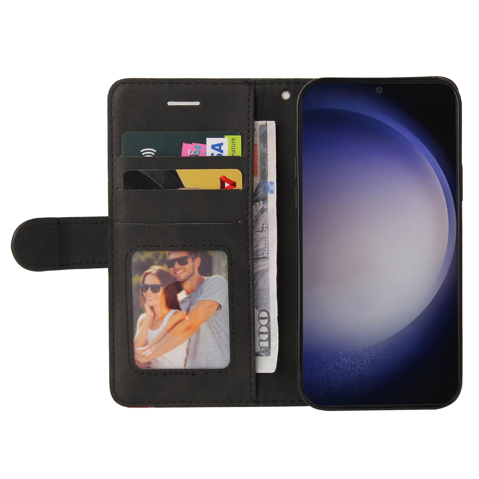 

For Samsung Galaxy S25/S24 Leather Case Wallet Stand Color Splicing Phone Cover Green