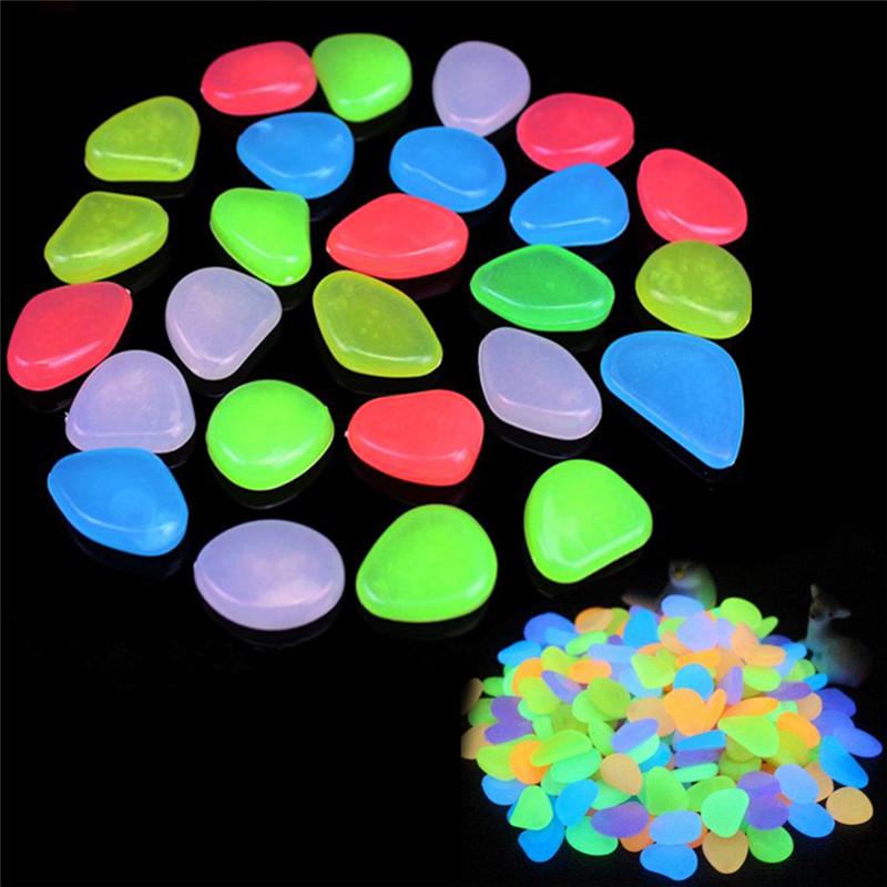 10Pcs/Bag Colorful Glow In The Dark Stones Pebbles Rock For Fish Tank Aquarium