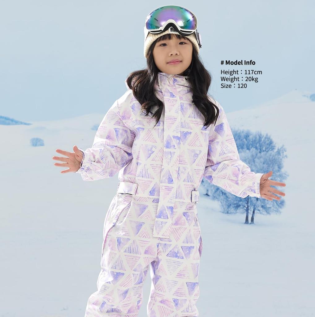 Acrais Adjustable Size No Hip Snowboard/Ski Wear, Kids/Baby Jumpsuit, One-Piece, Size, 110, C03, Zipper, al-op2310