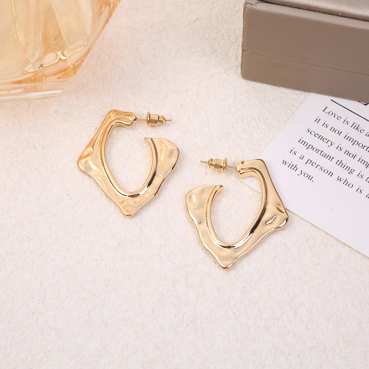 V-Shaped Geometric Metal Earrings: European and American Design