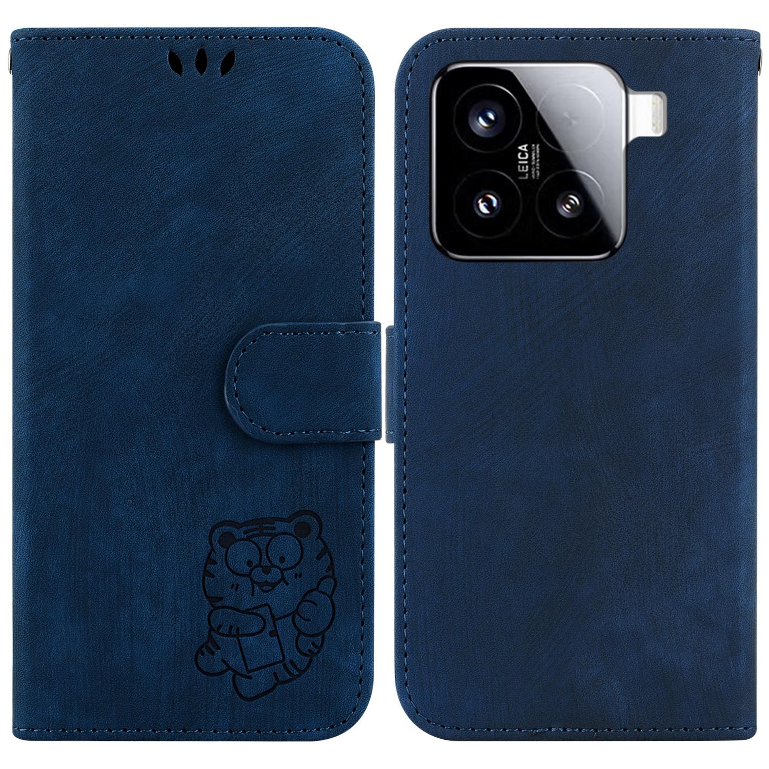 

Для Xiaomi 15 Чохол-гаманець Шкіряний Протиударний Чохол для Телефону з Тисненням Тигра Dark Blue