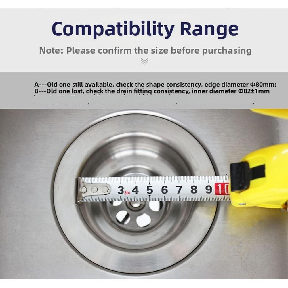 Sink Drain Cover Stainless Steel Kitchen Sink Strainer 80mm Filter Drain Cover Water Sealing Tools Replacement Spare Parts