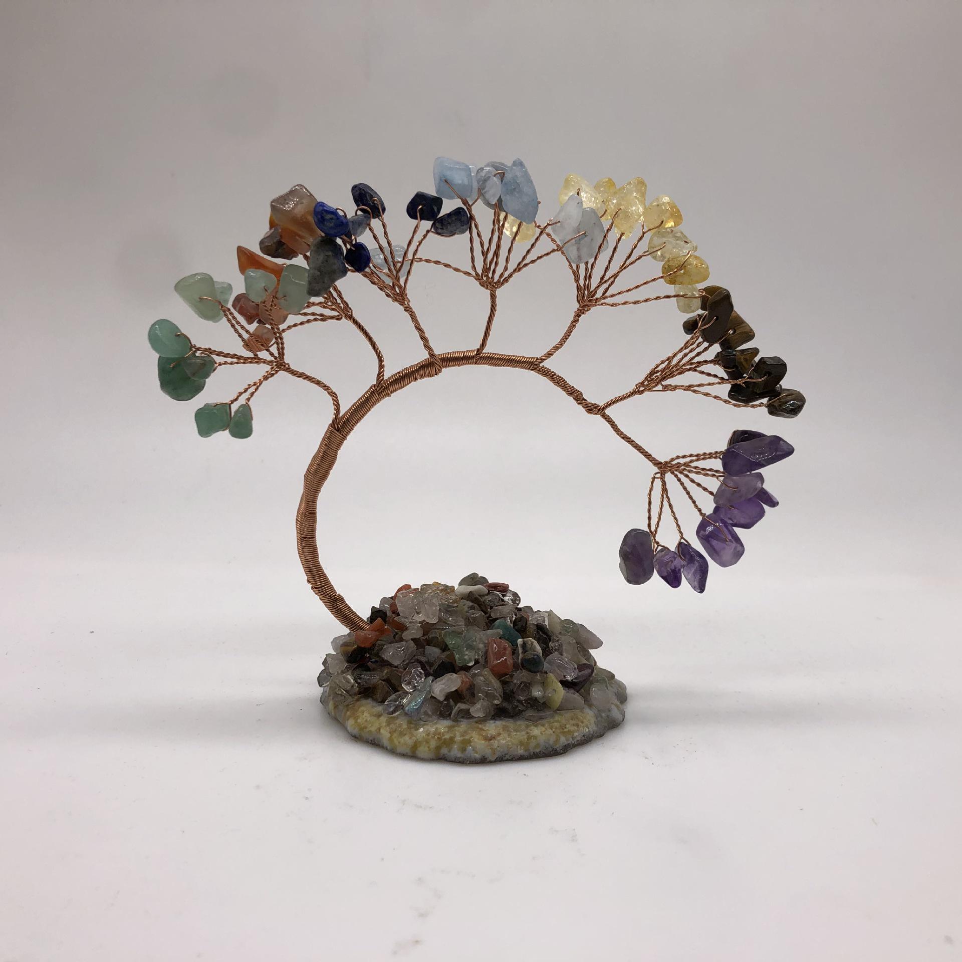 Seven-Color Agate Tree of Life Crystal Ornament