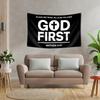 God First Christian Flag Tapestry Matthew 633 Bible Verse Wall Hanging Polyester Faith Decor for Bedroom Dorm Church