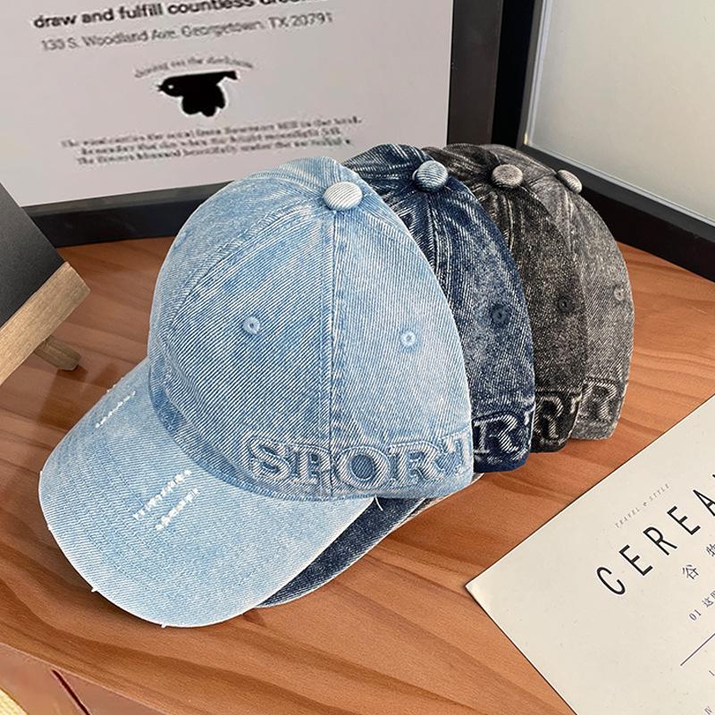 Spring and Summer Versatile Big Head Circumference Denim Baseball Cap Women