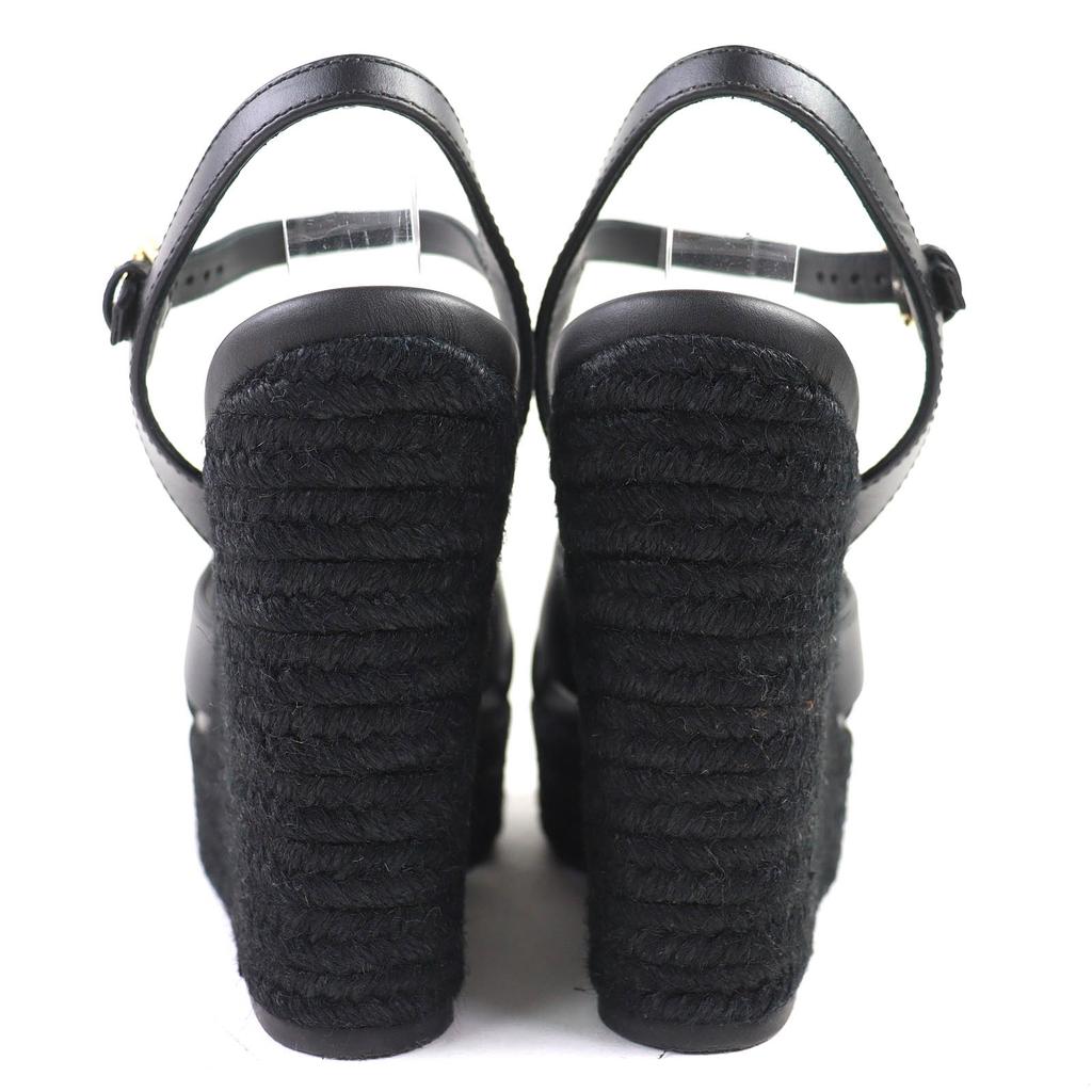 Ausgezeichnete LOUIS VUITTON Sandalen Knöchelriemen Espadrilles mit Keilabsatz 36.5 Gebraucht