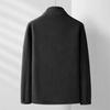 Solid Color Men Coat Stand Collar Cardigan Jacket Polar Fleece Lining Long Sleeve Zipper Placket Daily Wear Outwear