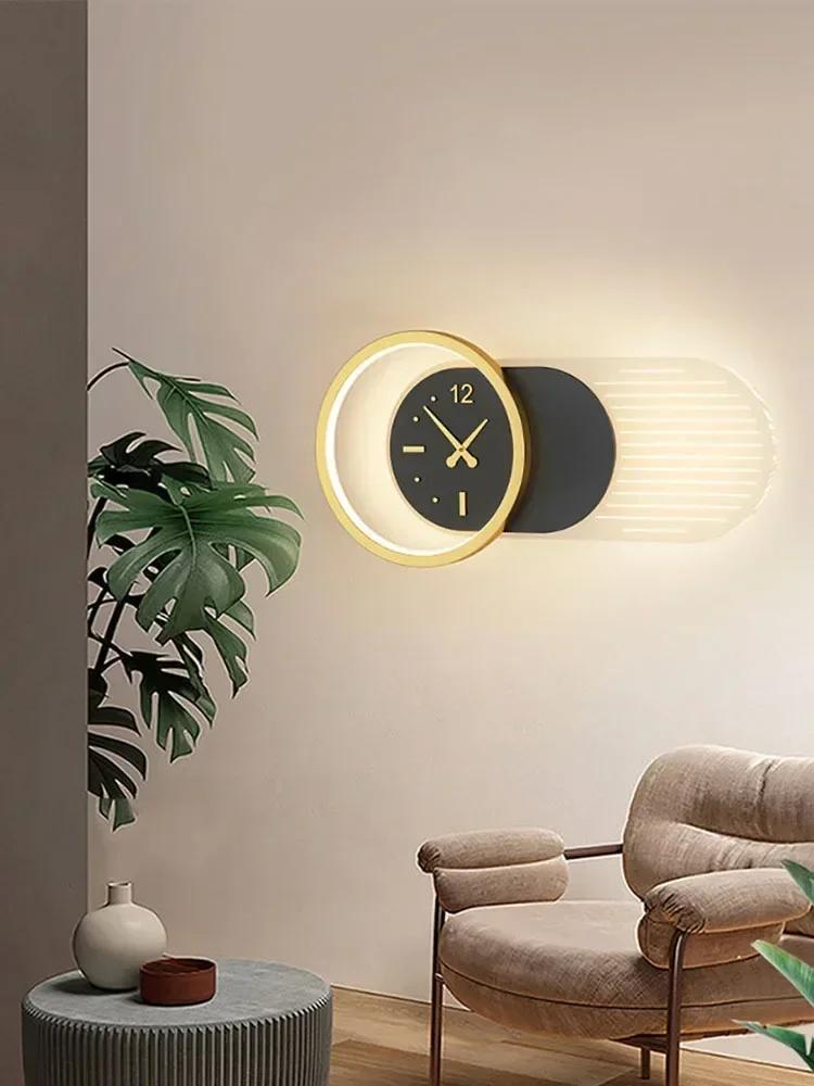 Lampada da Parete LED Moderna Applique Orologio per Camera da Letto Comodino Soggiorno Sala da Pranzo Corridoio Portico Corridoio Arredamento Casa Apparecchio di Illuminazione Lustro