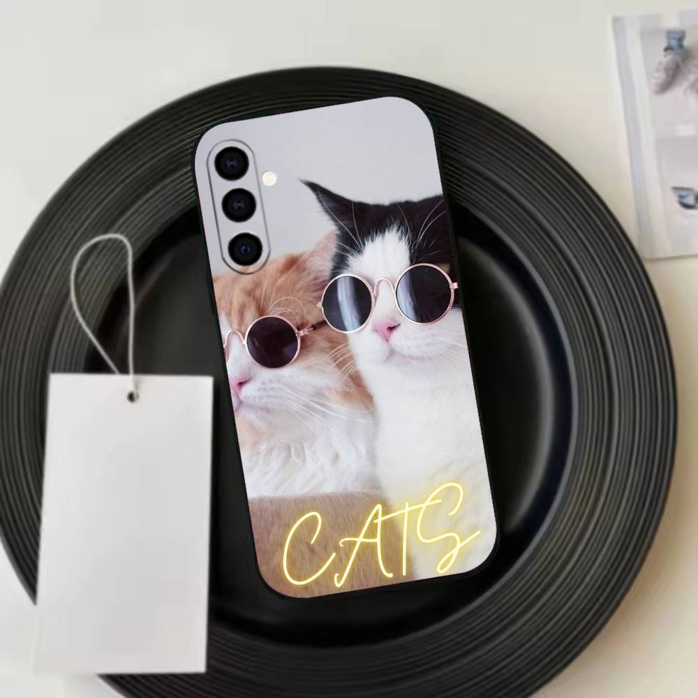 Thinking Surprised Cat  Phone Case For Samsung Galaxy A73,A72,A71,A70,A53,A52,A51,Others Soft Black Cover