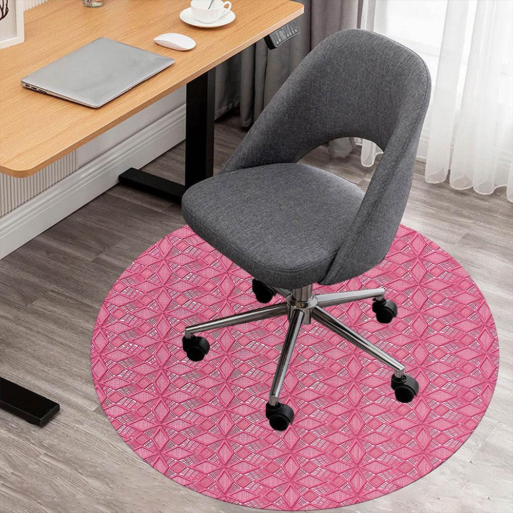 

1pc Pink Lace Pattern Round Chair mat Area Rug - Non-Slip, Floor Mat for Office, Bedroom, and Indoor Decor c1118246 80cm by 80cm