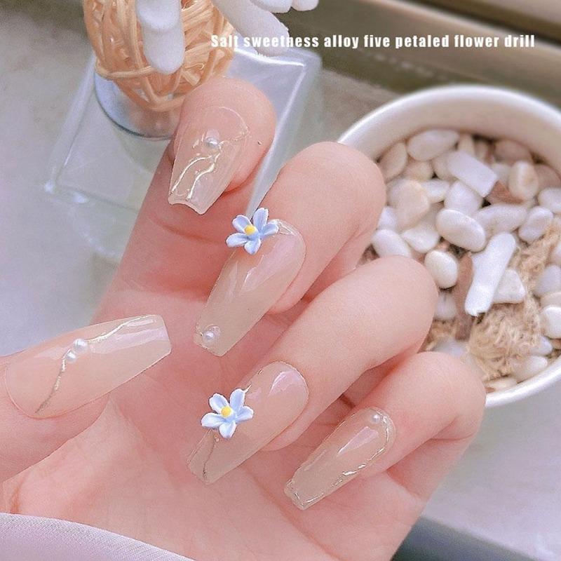 5 Sets of Nail Metal Small Flower Nails Frosted Hyuna Three-dimensional Color Flower Nail Art Accessories