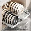 Kitchen Pull-Out Pot Rack Adjustable Cupboard Trays Dishes Partition Shelf with Slide Rails Organizer Tray Drawer Storage Racks