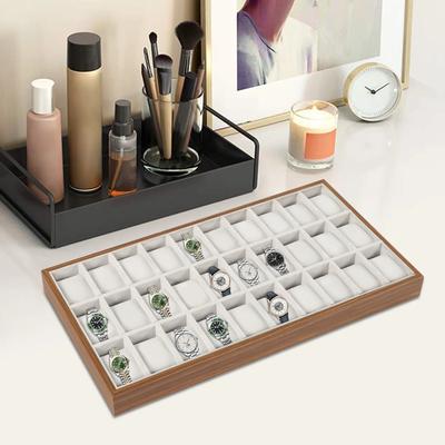 30-Slot Watch Display Box, Suede-Lined Organizer, Jewelry Storage for Watches, Bracelets, Necklaces, Earrings, Rings