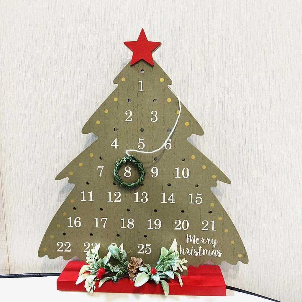 Christmas Countdown Calendar Wooden Holiday Table Decoration Vintage Countdown Christmas Sign Hanging Wall Decoration Crafts