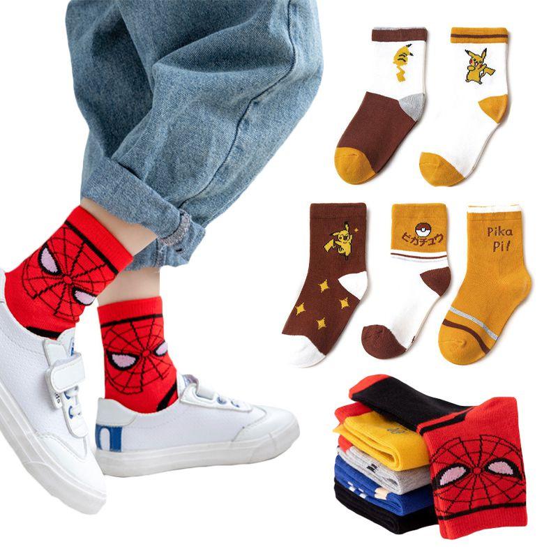 Spider-man Cotton Boys Socks With Cute Cartoon Pattern For Fun And Comfortable Wear
